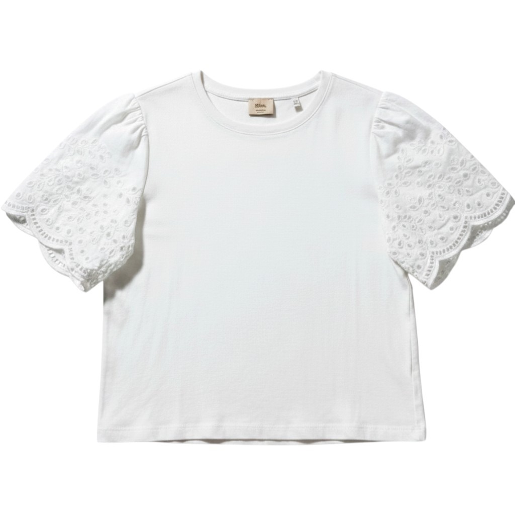 Elie Tahari Woman White Eyelet Lace Puff Sleeve Chic Knit Top Plus Size 1x